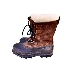 SOREL Men's Dark Brown and Black Caribou II Winter Hiking Snow Boot Size 8